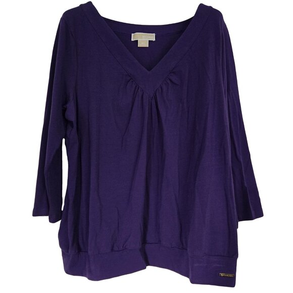 MICHAEL KORS Purple V-neck Top 2X - Picture 2 of 4